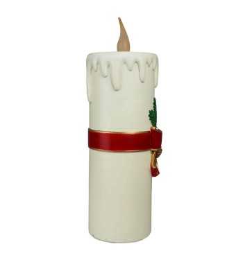 Candela Natalizia Bianca con Led in Resina H.55,7 cm Candela Natalizia Bianca con Led in Resina H.55,7 cm