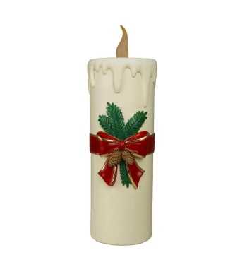 Candela Natalizia Bianca con Led in Resina H.55,7 cm Candela Natalizia Bianca con Led in Resina H.55,7 cm