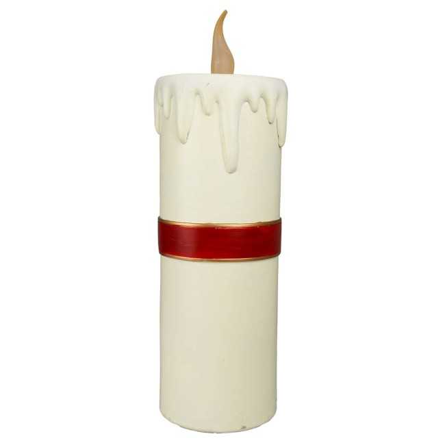 Candela Natalizia Bianca con Led in Resina H.55,7 cm