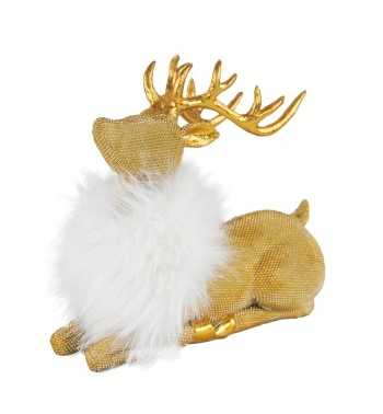 Renna Natalizia Dorata in Resina H.16 cm