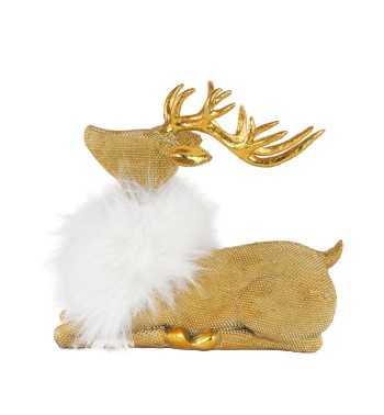 Renna Natalizia Dorata in Resina H.16 cm