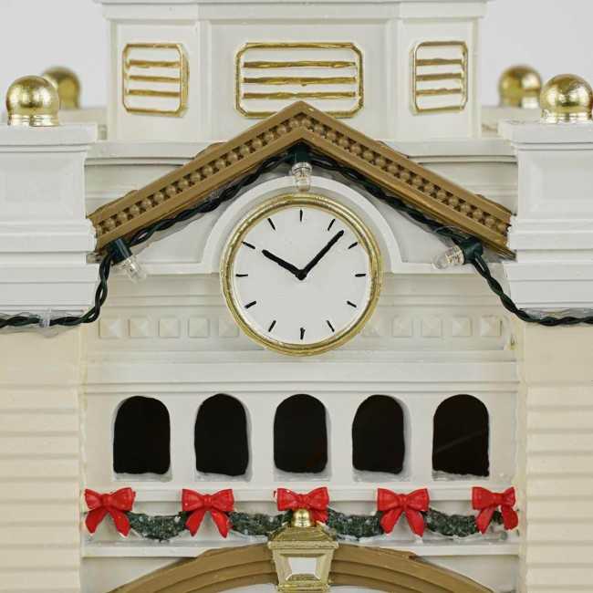 Stazione Ferroviaria Natalizia con Luci in Resina H.27 cm