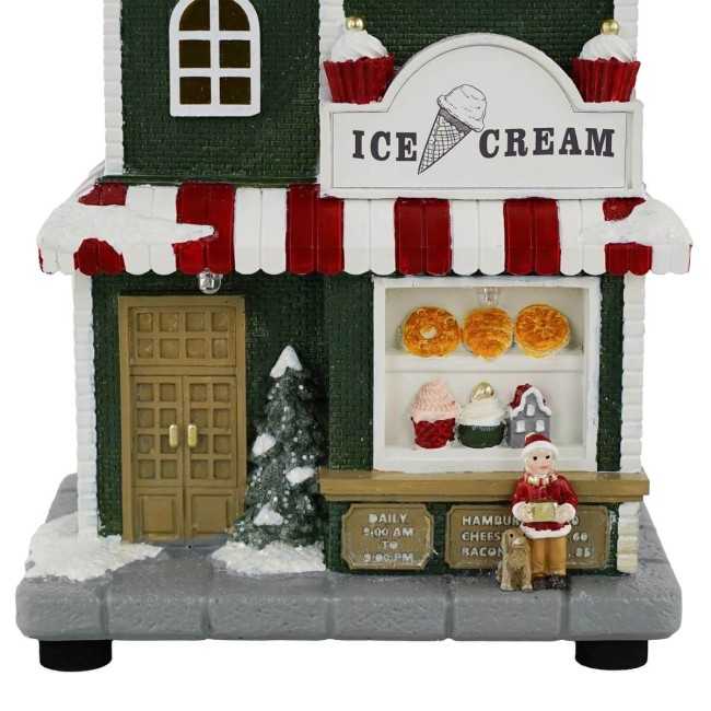 Gelateria Natalizia con Luci in Resina H.24 cm