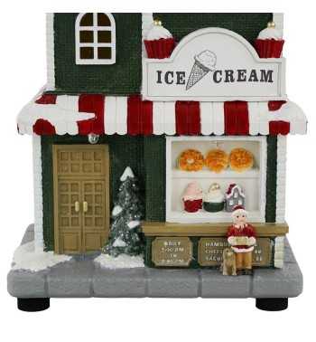 Gelateria Natalizia con Luci in Resina H.24 cm