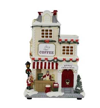 Caffetteria Natalizia con Luci in Resina H.27,5 cm