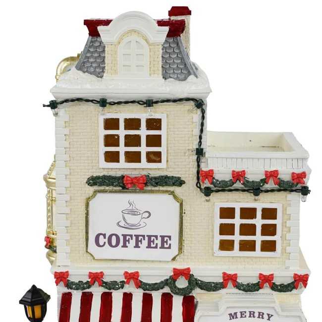 Caffetteria Natalizia con Luci in Resina H.27,5 cm
