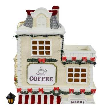 Caffetteria Natalizia con Luci in Resina H.27,5 cm