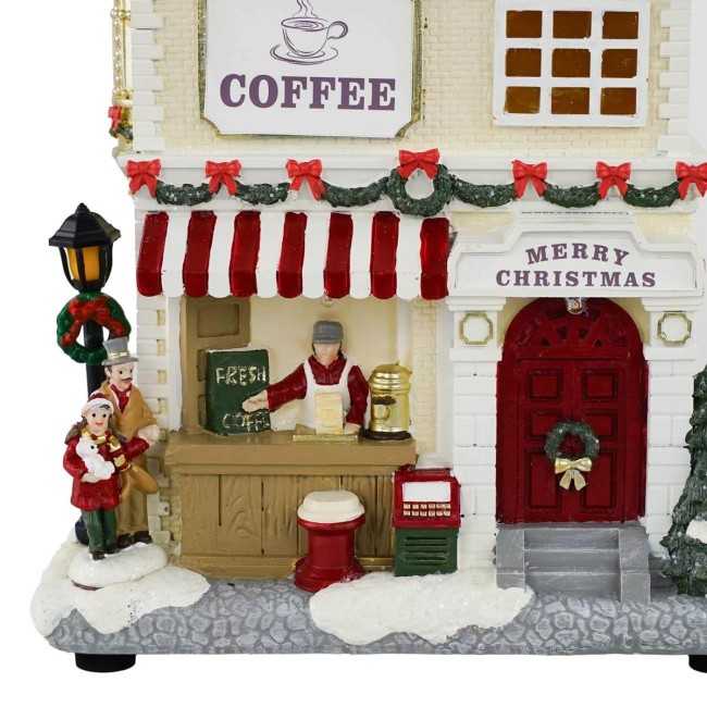 Caffetteria Natalizia con Luci in Resina H.27,5 cm