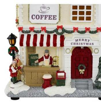 Caffetteria Natalizia con Luci in Resina H.27,5 cm