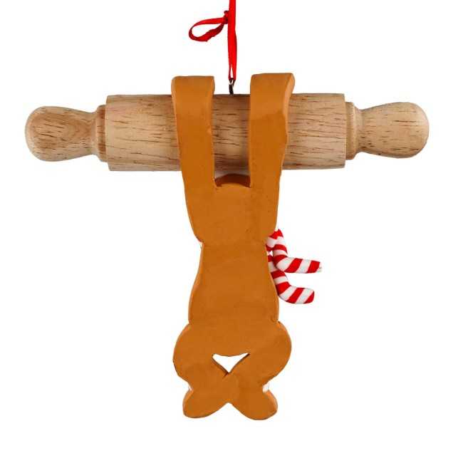 Omino Focaccina Natalizio su Mattarello in Argilla 13x12,5 cm