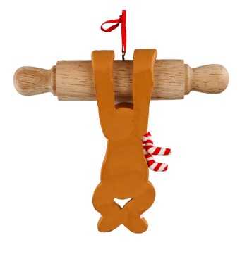 Omino Focaccina Natalizio su Mattarello in Argilla 13x12,5 cm