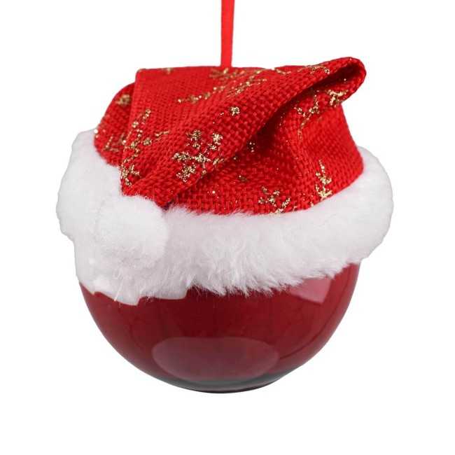 Pallina Babbo Natale con Led D.8 cm