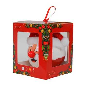 Pallina Babbo Natale con Led D.8 cm