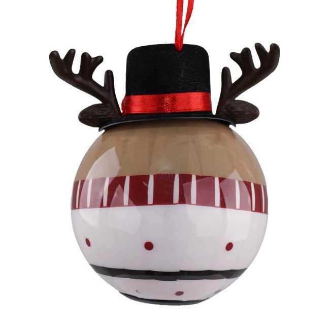 Pallina Natalizia Renna con Cilindro e Led D.8 cm