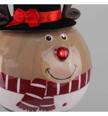 Pallina Natalizia Renna con Cilindro e Led D.8 cm