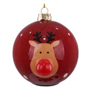 Pallina Natalizia con Renna e Led D.8 cm
