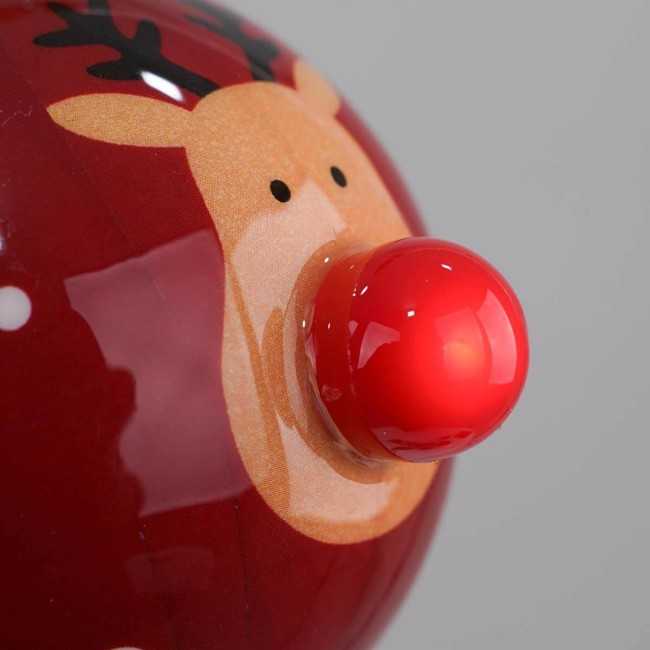 Pallina Natalizia con Renna e Led D.8 cm