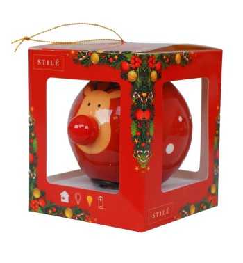 Pallina Natalizia con Renna e Led D.8 cm