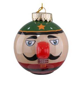 Pallina Natalizia con Schiaccianoci e Led D.8 cm