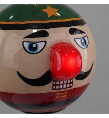 Pallina Natalizia con Schiaccianoci e Led D.8 cm