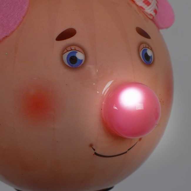 Pallina Natalizia con Maialino e Led D.8 cm