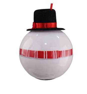 Pallina Natalizia Pupazzo di Neve con Cappello e Led D.8 cm