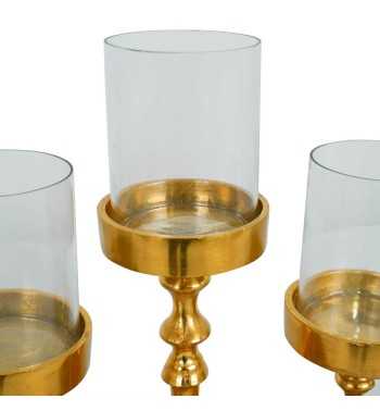 Candelabro in Alluminio Oro e Vetro H.24,5 cm