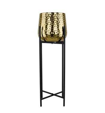 Vaso Dorato su Piedistallo Nero in Alluminio 2 Misure Vaso Dorato su Piedistallo Nero in Alluminio 2 Misure