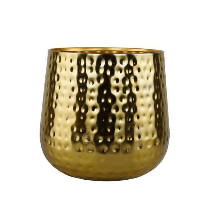 Vaso Dorato su Piedistallo Nero in Alluminio 2 Misure