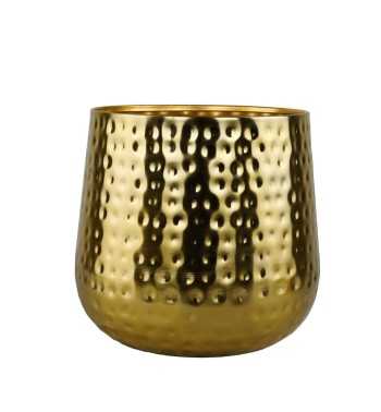 Vaso Dorato su Piedistallo Nero in Alluminio 2 Misure Vaso Dorato su Piedistallo Nero in Alluminio 2 Misure