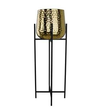 Vaso Dorato su Piedistallo Nero in Alluminio 2 Misure Vaso Dorato su Piedistallo Nero in Alluminio 2 Misure