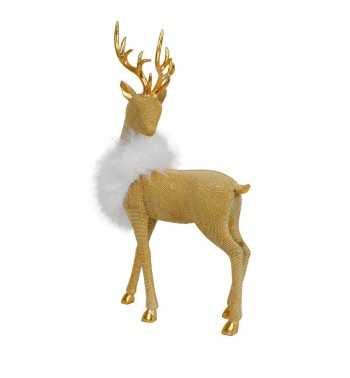 Renna Natalizia in Resina Oro H.34 cm