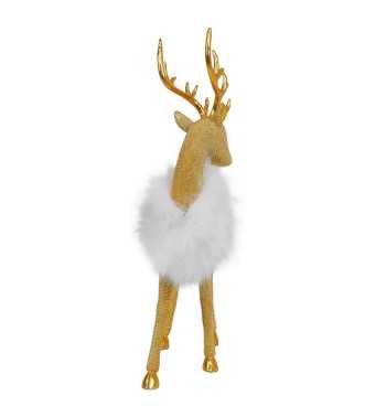 Renna Natalizia in Resina Oro H.34 cm