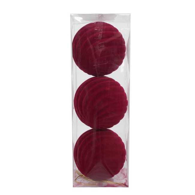 Palle Natalizie Decorate in Velluto D.15 cm - 3 Colori