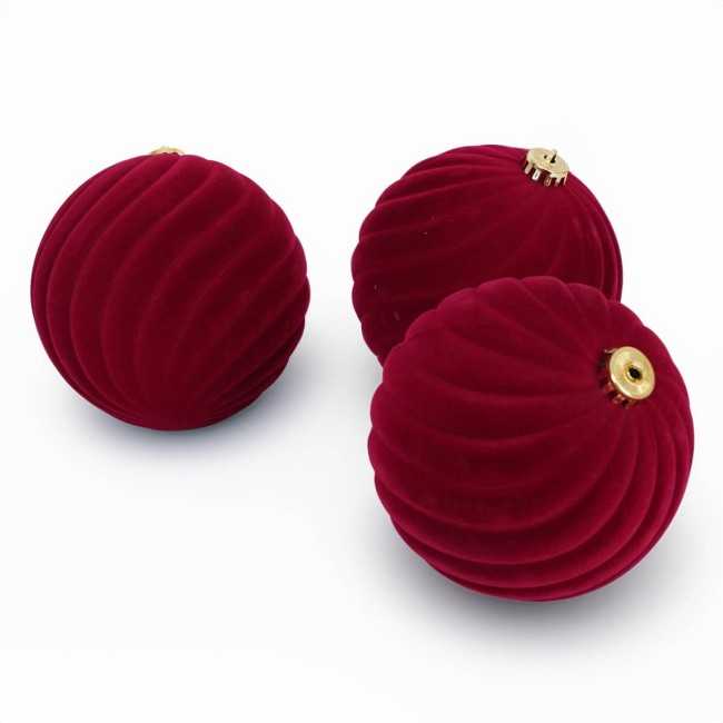 Palle Natalizie Decorate in Velluto D.15 cm - 3 Colori