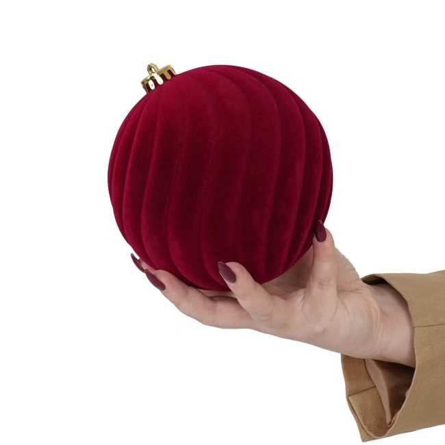 Palle Natalizie Decorate in Velluto D.15 cm - 3 Colori