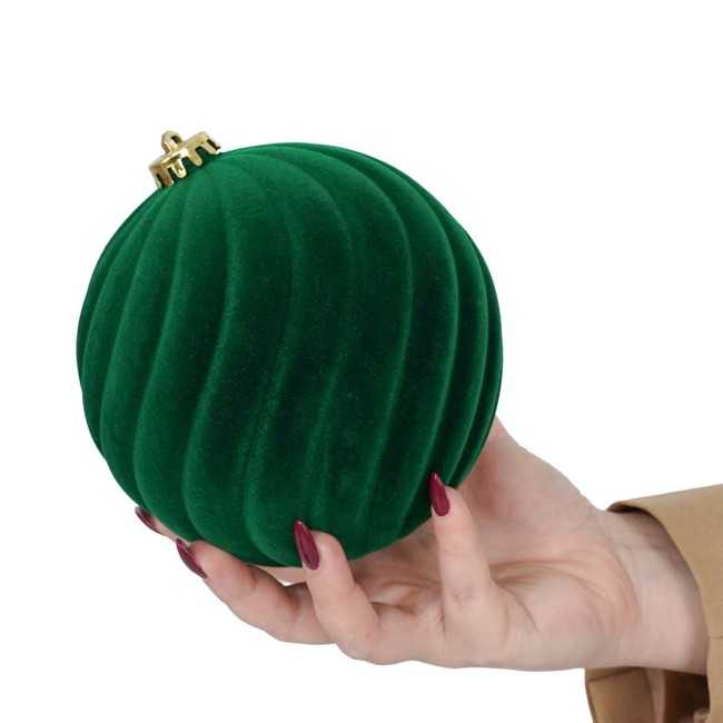 Palle Natalizie Decorate in Velluto D.15 cm - 3 Colori