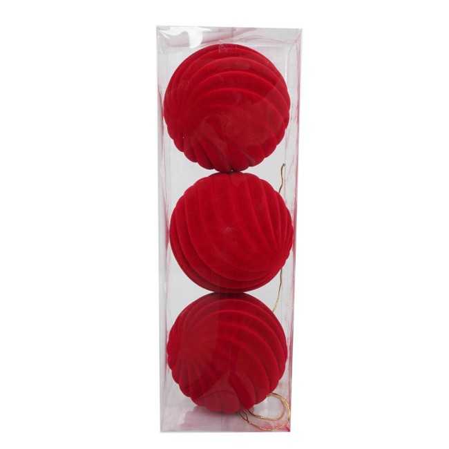Palle Natalizie Decorate in Velluto D.15 cm - 3 Colori