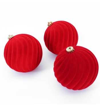 Palle Natalizie Decorate in Velluto D.15 cm - 3 Colori