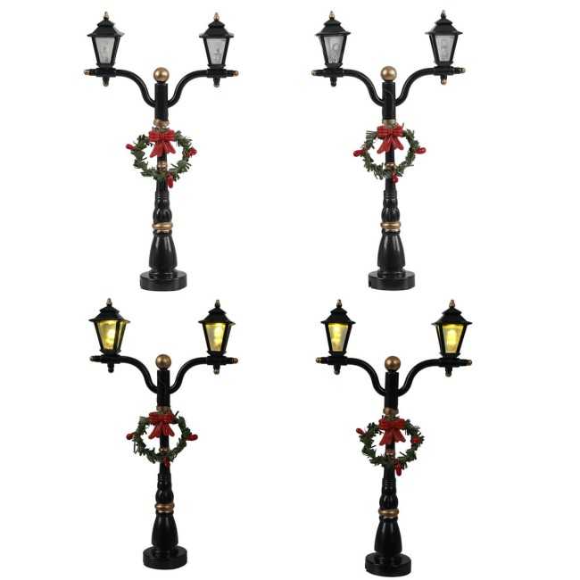 Lanterne Natalizie per Villaggi in Miniatura con Illuminazione LED, Set da 2 - Stilè Collection