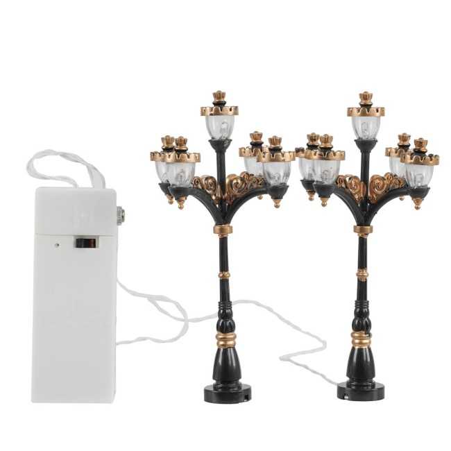 Lanterne Natalizie con LED per Villaggi in Miniatura, Set da 2 - Stilè Collection