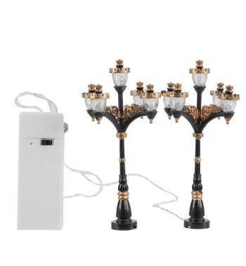 Lanterne Natalizie con LED per Villaggi in Miniatura, Set da 2 - Stilè Collection