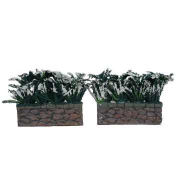 Fioriere in Miniatura con Mattoni per Villaggi Natalizi, Set da 2 - Stilè Collection