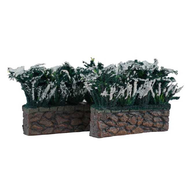 Fioriere in Miniatura con Mattoni per Villaggi Natalizi, Set da 2 - Stilè Collection