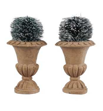 Vasi Decorativi in Miniatura con Alberelli Innevati, Set da 2 - Stilè