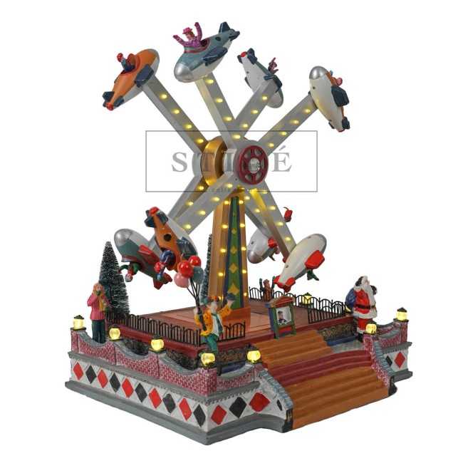 Giostra Natalizia Ruota Aerei con Movimento, Luci e Musica - Stilè Collection