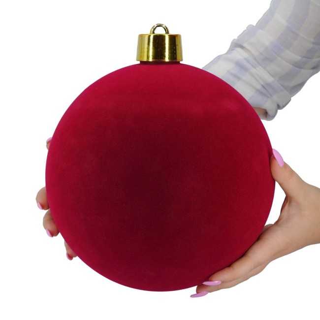 Palla di Natale in Plastica e Velluto D.25 cm Conf. 1 Pz