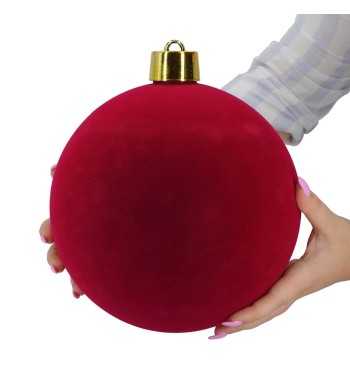 Palla di Natale in Plastica e Velluto D.25 cm Conf. 1 Pz