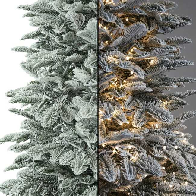 Albero di Natale Slim Innevato con Luci Led Integrate H.180/240 cm - Aspen Lux Snow