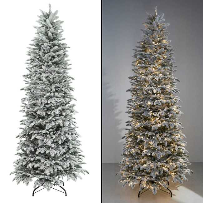 Albero di Natale Slim Innevato con Luci Led Integrate H.180/240 cm - Aspen Lux Snow